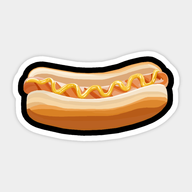 Hotdog with Mustard in Bun Sticker by Art by Deborah Camp